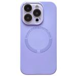 For iPhone 15 Pro Small Window Acrylic Glass Lens MagSafe Silicone Phone Case(Purple)