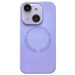 For iPhone 13 Small Window Acrylic Glass Lens MagSafe Silicone Phone Case(Purple)