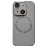 For iPhone 13 Small Window Acrylic Glass Lens MagSafe Silicone Phone Case(Grey)