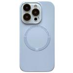 For iPhone 12 Pro Max Small Window Acrylic Glass Lens MagSafe Silicone Phone Case(Sierra Blue)