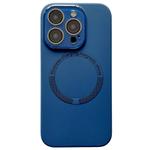 For iPhone 12 Pro Max Small Window Acrylic Glass Lens MagSafe Silicone Phone Case(Midnight Blue)