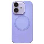 For iPhone 11 Small Window Acrylic Glass Lens MagSafe Silicone Phone Case(Purple)