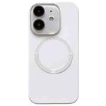 For iPhone 11 Small Window Acrylic Glass Lens MagSafe Silicone Phone Case(White)