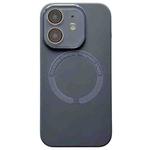 For iPhone 11 Small Window Acrylic Glass Lens MagSafe Silicone Phone Case(Carbon Black)