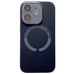 For iPhone 11 Small Window Acrylic Glass Lens MagSafe Silicone Phone Case(Black)