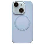 For iPhone 14 Plus Small Window Acrylic Glass Lens MagSafe Silicone Phone Case(Sierra Blue)