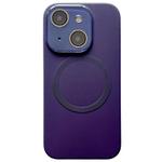 For iPhone 14 Plus Small Window Acrylic Glass Lens MagSafe Silicone Phone Case(Dark Purple)