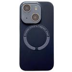 For iPhone 14 Plus Small Window Acrylic Glass Lens MagSafe Silicone Phone Case(Black)
