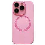 For iPhone 11 Pro Small Window Acrylic Glass Lens MagSafe Silicone Phone Case(Rose Pink)