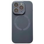 For iPhone 11 Pro Small Window Acrylic Glass Lens MagSafe Silicone Phone Case(Carbon Black)