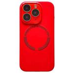 For iPhone 11 Pro Small Window Acrylic Glass Lens MagSafe Silicone Phone Case(Red)