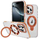 For iPhone 16 Pro Two Color TPU Hybrid Acrylic MagSafe Magnetic Holder Phone Case(Orange)