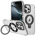 For iPhone 16 Pro Two Color TPU Hybrid Acrylic MagSafe Magnetic Holder Phone Case(Black)