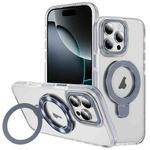 For iPhone 16 Pro Two Color TPU Hybrid Acrylic MagSafe Magnetic Holder Phone Case(Grey)