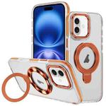 For iPhone 16 Plus Two Color TPU Hybrid Acrylic MagSafe Magnetic Holder Phone Case(Orange)