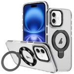 For iPhone 16 Plus Two Color TPU Hybrid Acrylic MagSafe Magnetic Holder Phone Case(Black)
