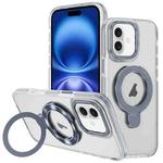 For iPhone 16 Two Color TPU Hybrid Acrylic MagSafe Magnetic Holder Phone Case(Grey)