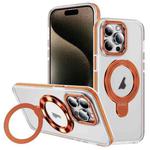 For iPhone 15 Pro Max Two Color TPU Hybrid Acrylic MagSafe Magnetic Holder Phone Case(Orange)