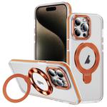 For iPhone 15 Pro Two Color TPU Hybrid Acrylic MagSafe Magnetic Holder Phone Case(Orange)