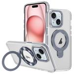 For iPhone 15 Two Color TPU Hybrid Acrylic MagSafe Magnetic Holder Phone Case(Grey)