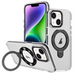 For iPhone 14 Plus Two Color TPU Hybrid Acrylic MagSafe Magnetic Holder Phone Case(Black)