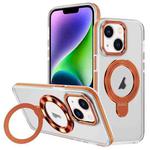 For iPhone 14 Two Color TPU Hybrid Acrylic MagSafe Magnetic Holder Phone Case(Orange)