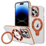 For iPhone 14 Pro Two Color TPU Hybrid Acrylic MagSafe Magnetic Holder Phone Case(Orange)