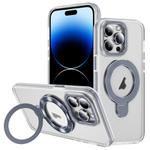 For iPhone 14 Pro Two Color TPU Hybrid Acrylic MagSafe Magnetic Holder Phone Case(Grey)
