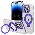 For iPhone 14 Pro Two Color TPU Hybrid Acrylic MagSafe Magnetic Holder Phone Case(Purple)