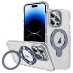 For iPhone 14 Pro Max Two Color TPU Hybrid Acrylic MagSafe Magnetic Holder Phone Case(Grey)
