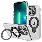 For iPhone 13 Pro Max Two Color TPU Hybrid Acrylic MagSafe Magnetic Holder Phone Case(Black)