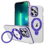 For iPhone 13 Pro Max Two Color TPU Hybrid Acrylic MagSafe Magnetic Holder Phone Case(Purple)