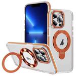 For iPhone 13 Pro Two Color TPU Hybrid Acrylic MagSafe Magnetic Holder Phone Case(Orange)