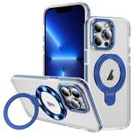 For iPhone 13 Pro Two Color TPU Hybrid Acrylic MagSafe Magnetic Holder Phone Case(Blue)