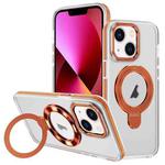 For iPhone 13 Two Color TPU Hybrid Acrylic MagSafe Magnetic Holder Phone Case(Orange)