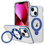 For iPhone 13 Two Color TPU Hybrid Acrylic MagSafe Magnetic Holder Phone Case(Blue)