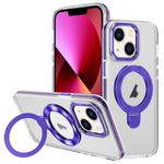 For iPhone 13 Two Color TPU Hybrid Acrylic MagSafe Magnetic Holder Phone Case(Purple)
