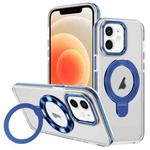 For iPhone 12 Two Color TPU Hybrid Acrylic MagSafe Magnetic Holder Phone Case(Blue)