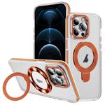 For iPhone 12 Pro Max Two Color TPU Hybrid Acrylic MagSafe Magnetic Holder Phone Case(Orange)