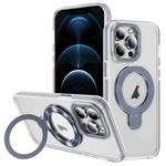 For iPhone 12 Pro Max Two Color TPU Hybrid Acrylic MagSafe Magnetic Holder Phone Case(Grey)