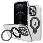 For iPhone 12 Pro Two Color TPU Hybrid Acrylic MagSafe Magnetic Holder Phone Case(Black)