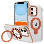 For iPhone 11 Two Color TPU Hybrid Acrylic MagSafe Magnetic Holder Phone Case(Orange)