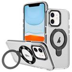 For iPhone 11 Two Color TPU Hybrid Acrylic MagSafe Magnetic Holder Phone Case(Black)