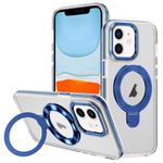 For iPhone 11 Two Color TPU Hybrid Acrylic MagSafe Magnetic Holder Phone Case(Blue)