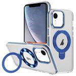 For iPhone XR Two Color TPU Hybrid Acrylic MagSafe Magnetic Holder Phone Case(Blue)