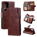 For Samsung Galaxy S25 Ultra 5G Tri-Fold 9-Card Wallets Leather Phone Case(Brown)