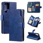 For Samsung Galaxy S25 Ultra 5G Tri-Fold 9-Card Wallets Leather Phone Case(Blue)