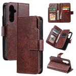 For Samsung Galaxy S25+ 5G Tri-Fold 9-Card Wallets Leather Phone Case(Brown)