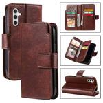 For Samsung Galaxy S24 FE 5G Tri-Fold 9-Card Wallets Leather Phone Case(Brown)