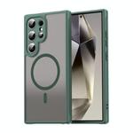 For Samsung Galaxy S25 Ultra 5G Fan Dun Series TPU Hybrid PC Frosted Magsafe Phone Case(Green)